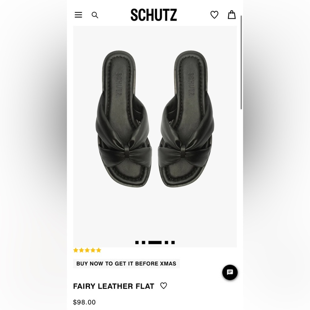 Schutz Fairy Flat Sandal in Black, Size 7 - NEW IN BOX